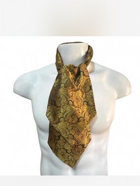 Gold Paisley Cravat for Men - Classic Formal Accessory cosplay Halloween